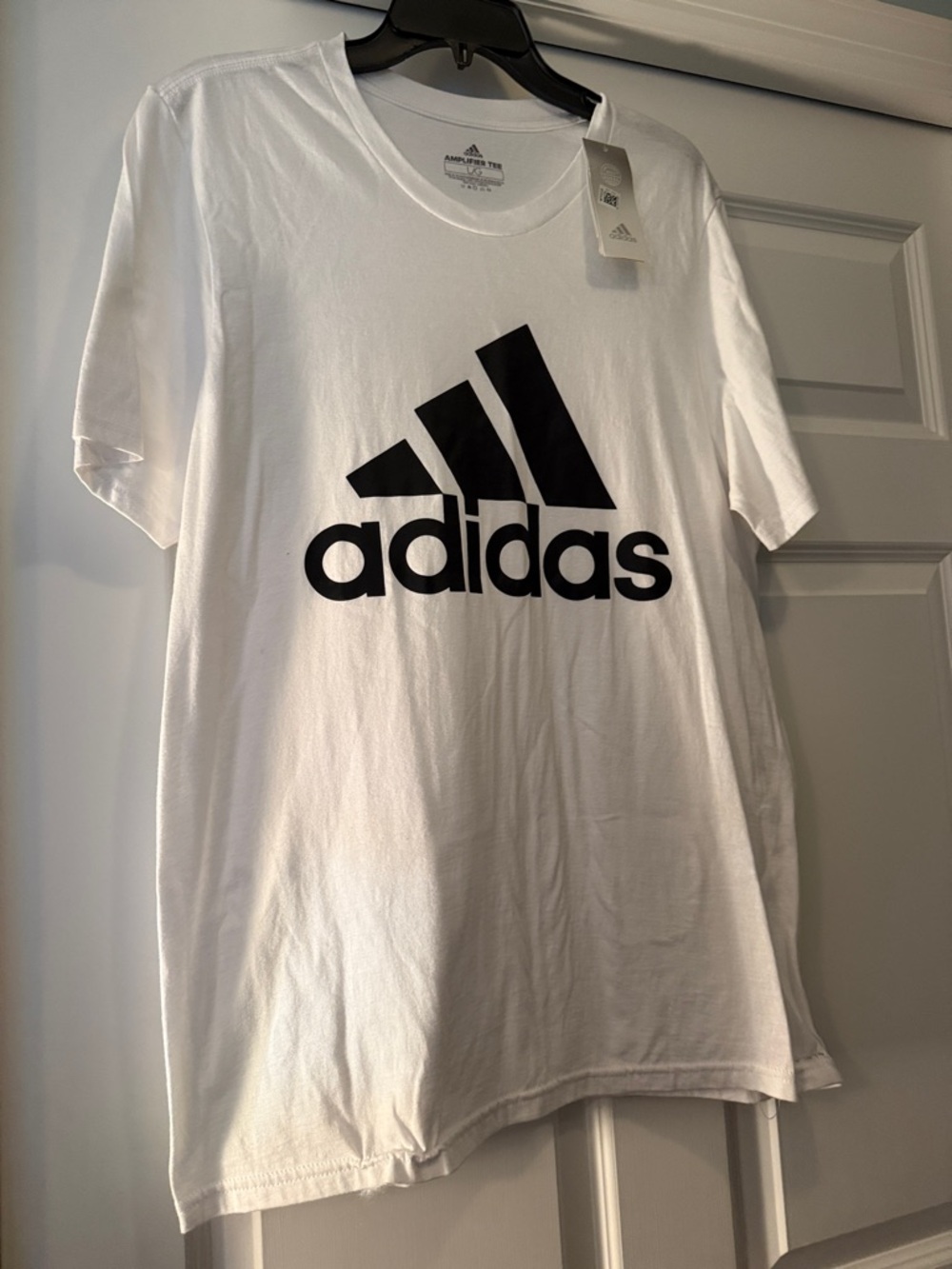 adidas White and Black Logo Tee